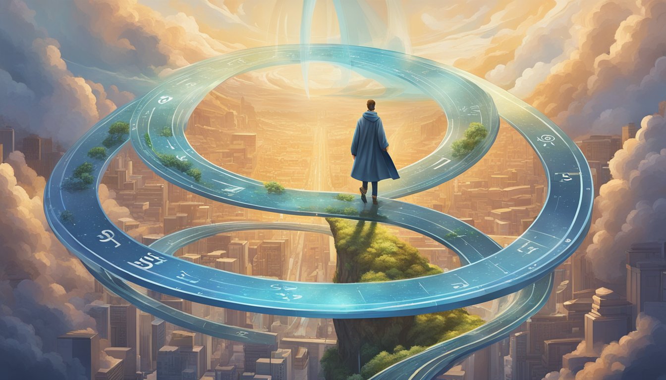 A figure stands at a crossroads, surrounded by swirling symbols of change and growth.</p></noscript><p>The 4747 angel number hovers above, radiating guidance and support