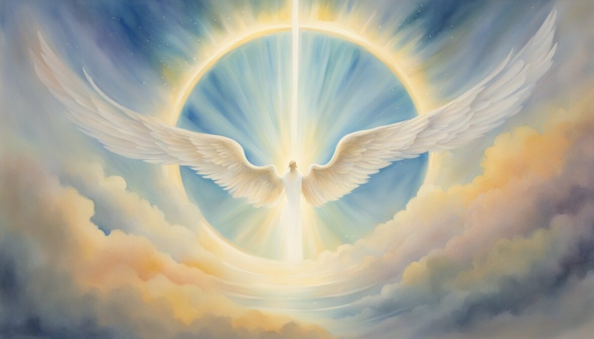 A glowing halo surrounds the number 733, with angelic wings extending from each side.</p><p>The number appears to be floating in the air, radiating a sense of divine presence