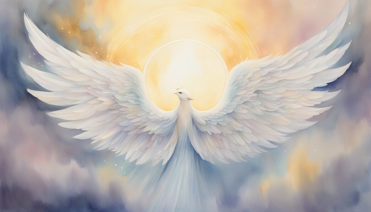 A glowing halo hovers above the number 231, with angelic wings spread on either side.</p></noscript><p>The number is surrounded by a soft, ethereal glow, giving off a sense of peace and guidance