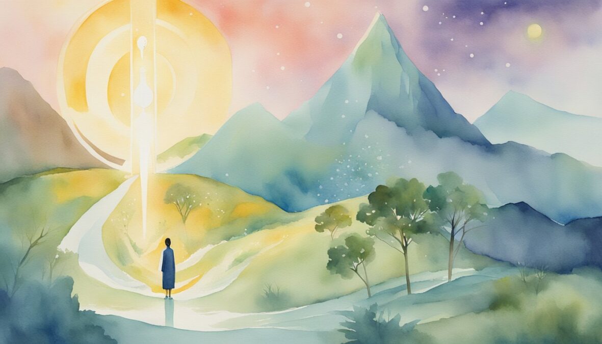 A figure stands in a serene landscape, surrounded by symbols of spiritual growth.</p></noscript><p>The number 7171 is prominently displayed, with a radiant light shining down from above