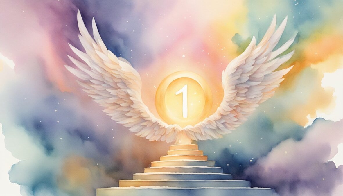 A glowing 134 angel number hovers above a stack of frequently asked questions