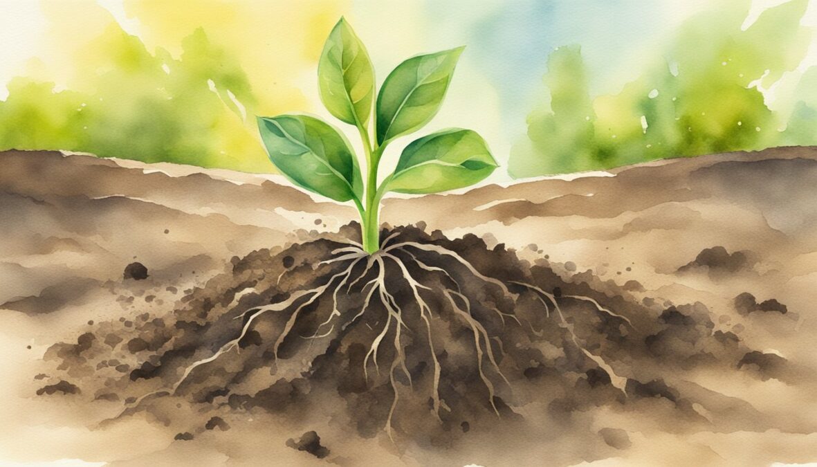 A sprouting seedling breaking through the soil, reaching towards the sunlight, symbolizing personal growth and overcoming challenges