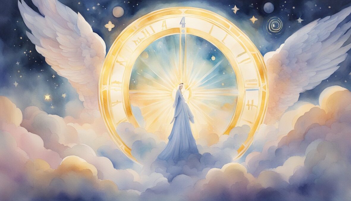 The number 417 appears in a radiant, celestial setting, surrounded by ethereal light and angelic symbols
