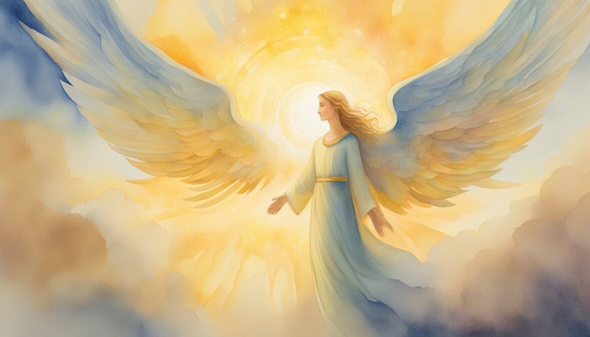 A bright, celestial figure hovers over a person, radiating warmth and reassurance.</p></noscript><p>The number 678 glows in golden light, surrounding the angelic being with a sense of peace and guidance