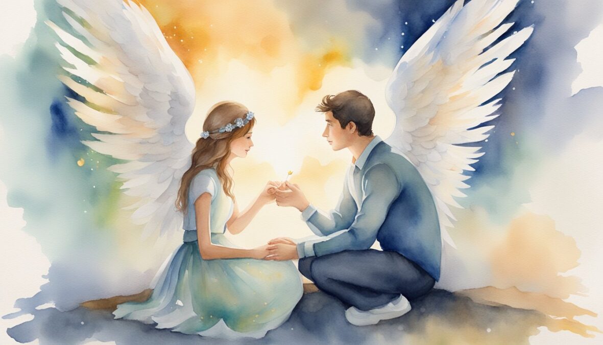 A couple sits facing each other, exchanging loving messages.</p><p>The number 1661 glows in the background, symbolizing angelic guidance in their relationship