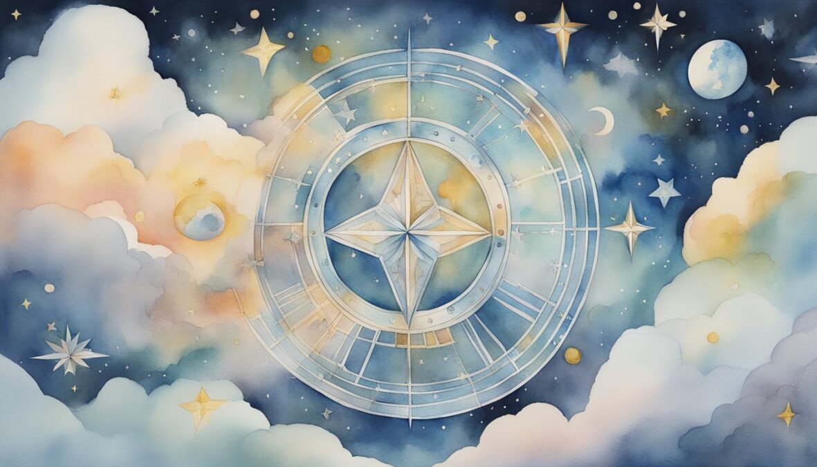 The number 558 surrounded by celestial elements, such as stars, clouds, and angelic figures, radiating a sense of peace and guidance