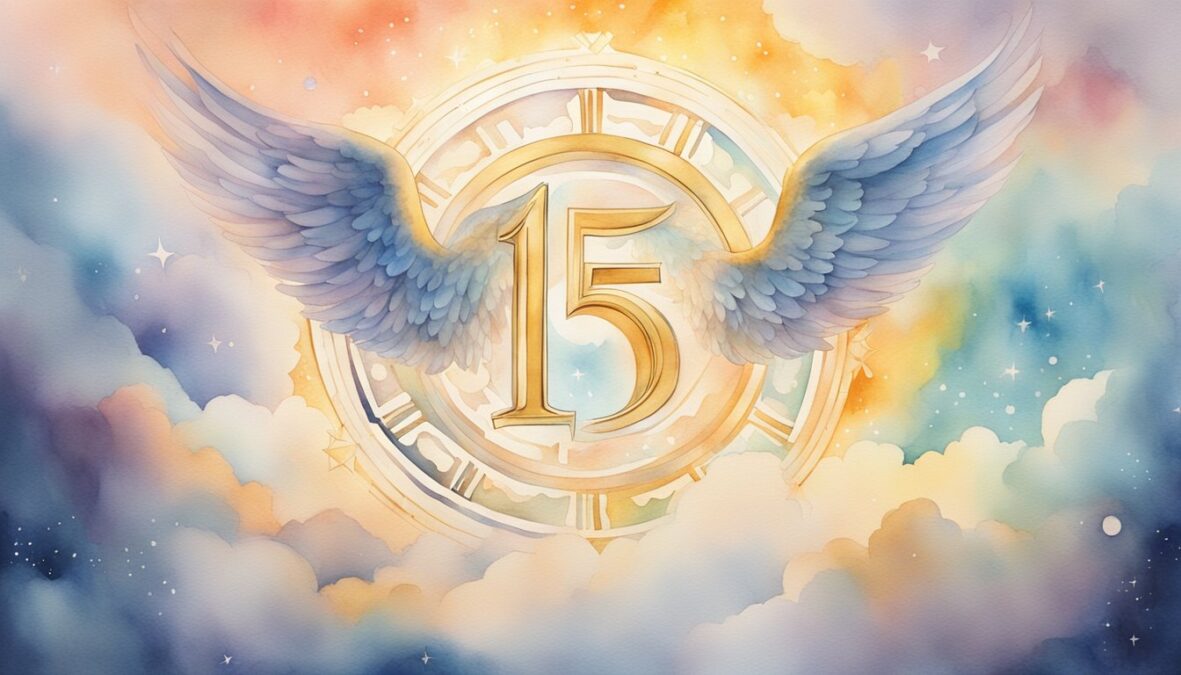 A glowing number 157 hovers above a celestial background, surrounded by angelic symbols and a sense of divine guidance