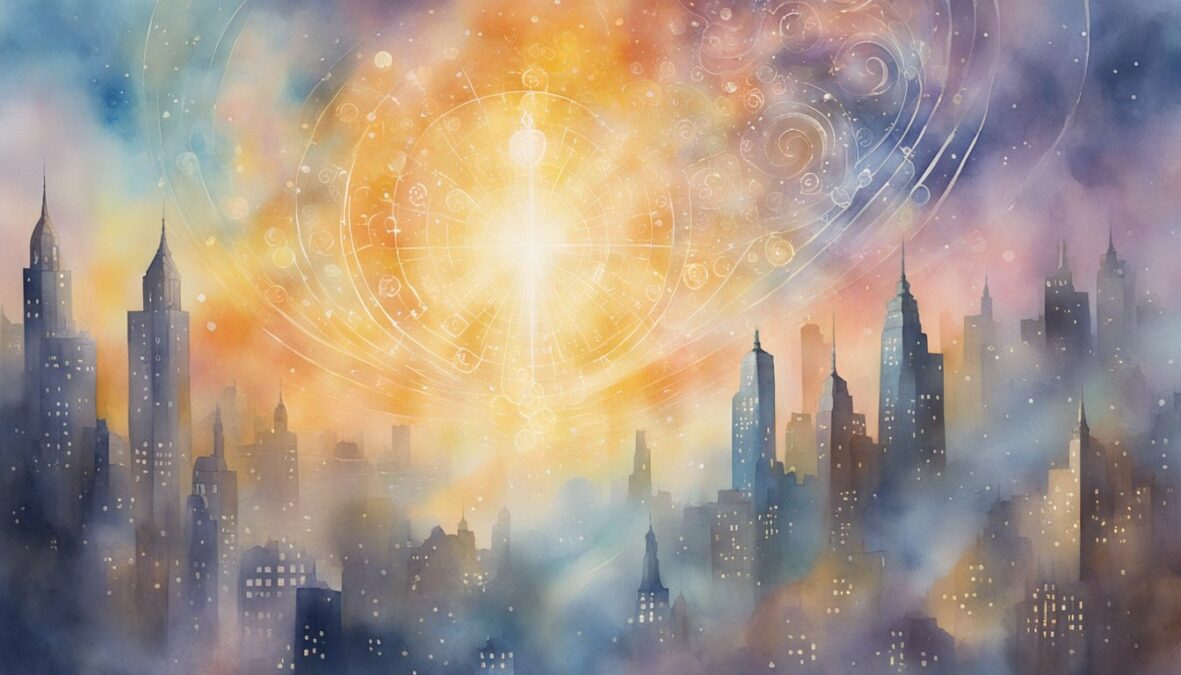 A glowing, ethereal figure hovers above a city skyline, surrounded by swirling numbers and symbols.</p><p>The number 4554 shines brightly, radiating a sense of purpose and guidance