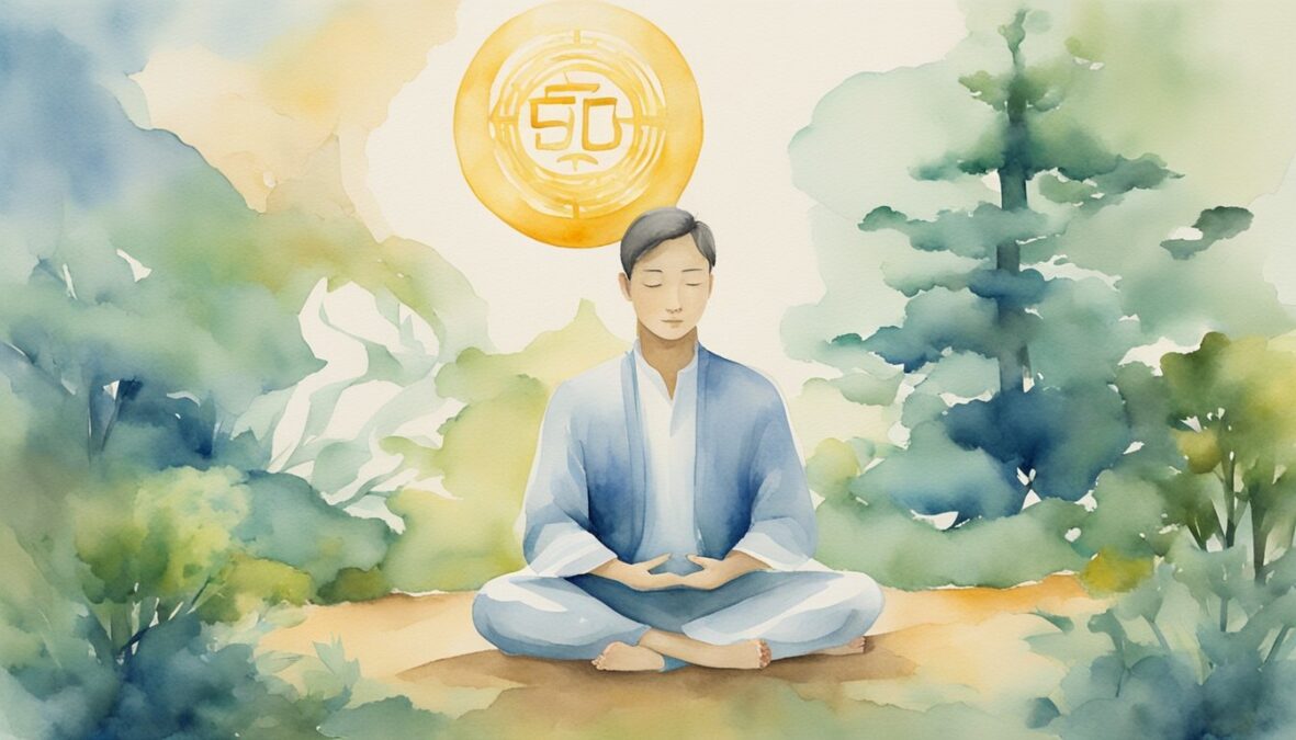 A figure meditates in a serene setting, surrounded by symbols of balance and harmony.</p></noscript><p>The number 516 is prominently displayed, radiating a sense of peace and guidance