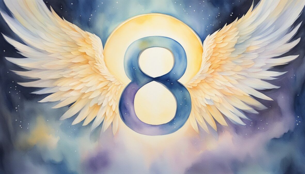 The number 83 appears with angelic wings, surrounded by glowing light and a sense of divine presence