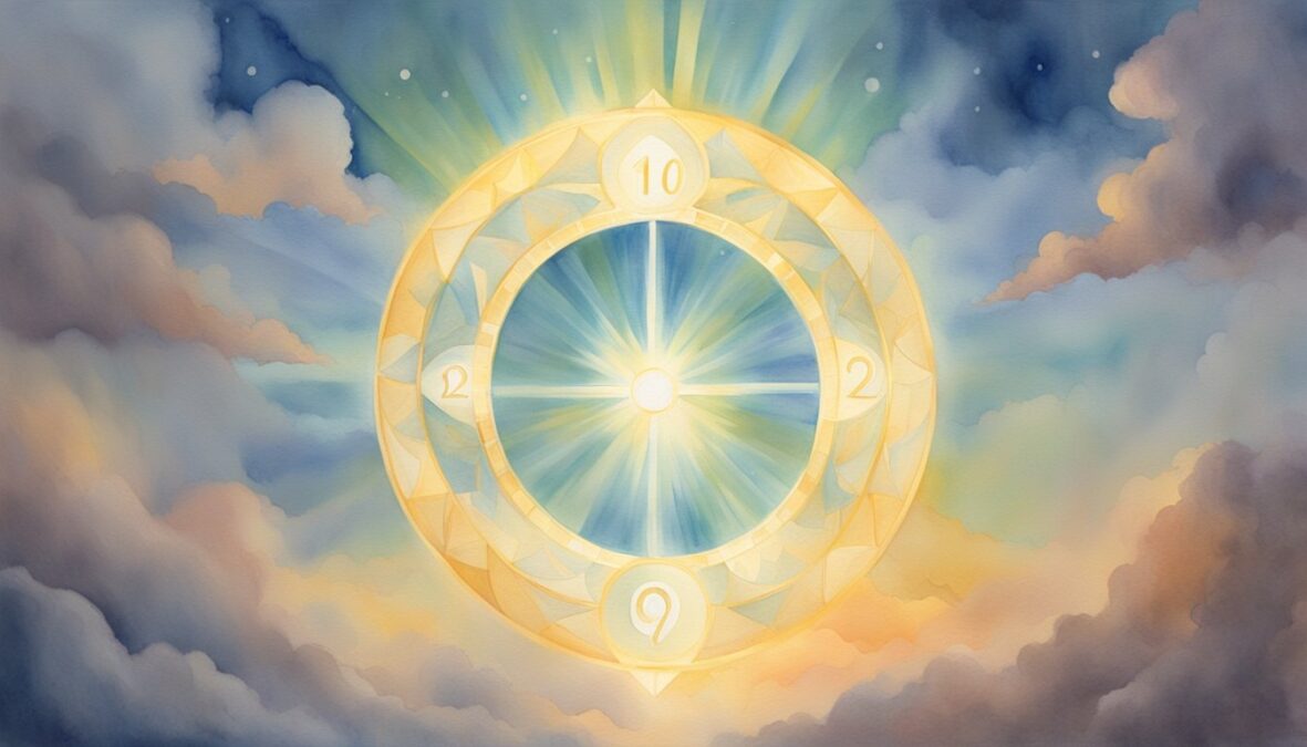 A glowing halo hovers above a set of numbers, radiating a sense of divine presence and guidance