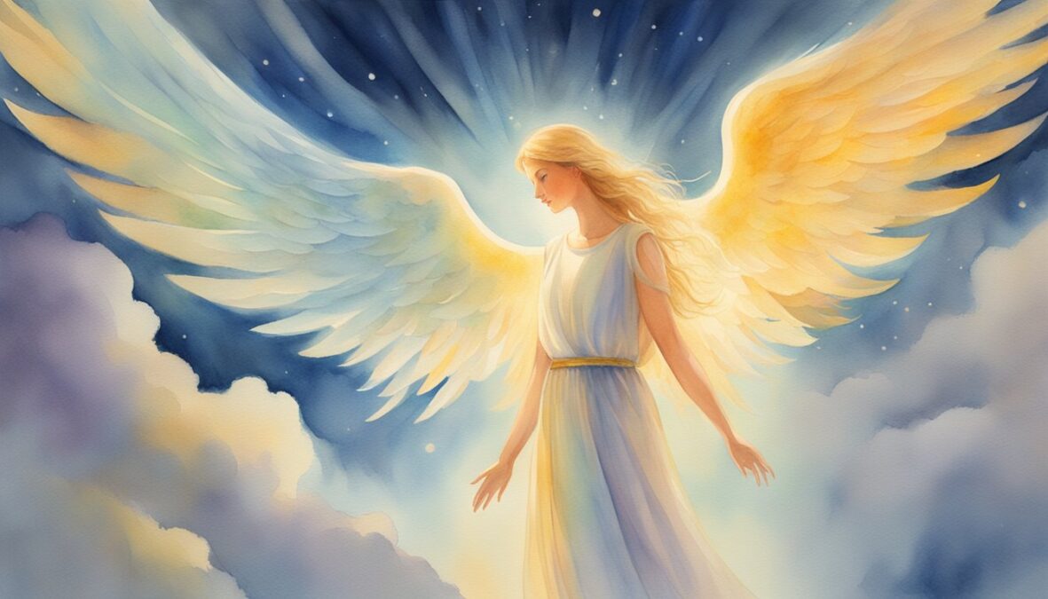 A glowing angelic figure hovers above a person, radiating warmth and protection.</p><p>The number 139 shines brightly in the background