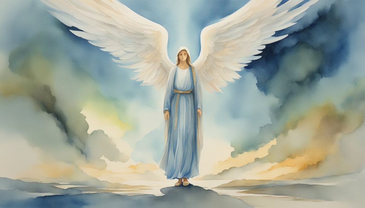 A figure stands at a crossroads, facing obstacles with determination.</p><p>An angelic presence hovers above, guiding and protecting.</p><p>The number 86 appears prominently, symbolizing support and encouragement