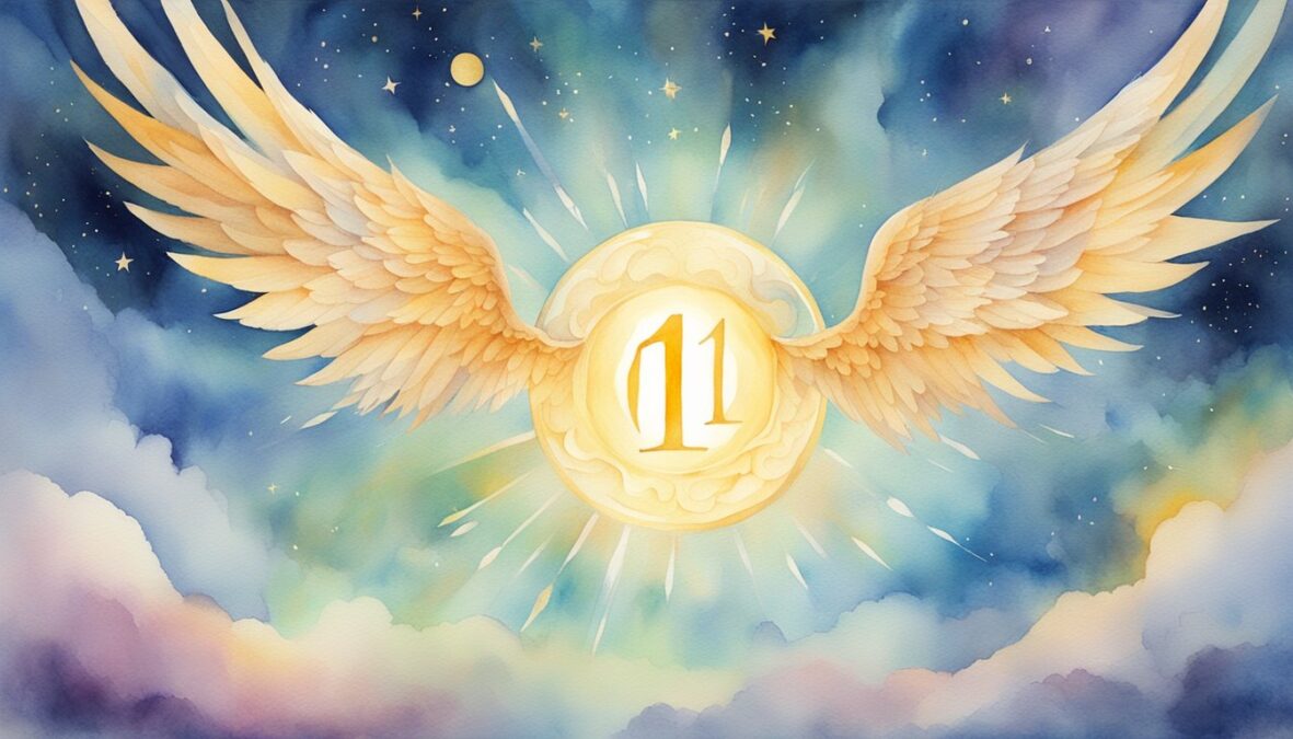 Bright, celestial background with the number "1041" glowing in the center.</p></noscript><p>Angelic figures or wings can be subtly incorporated