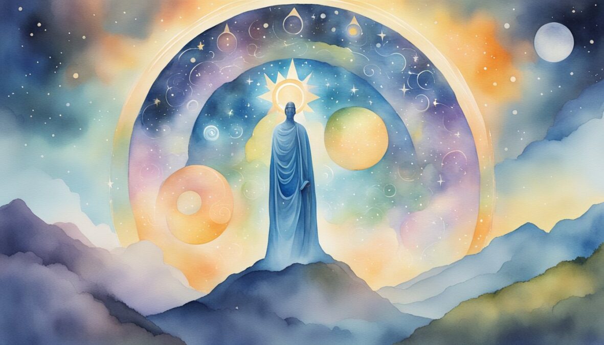 A glowing celestial figure hovers over a tranquil landscape, surrounded by symbols of unity and balance.</p><p>The number 603 shines brightly in the sky
