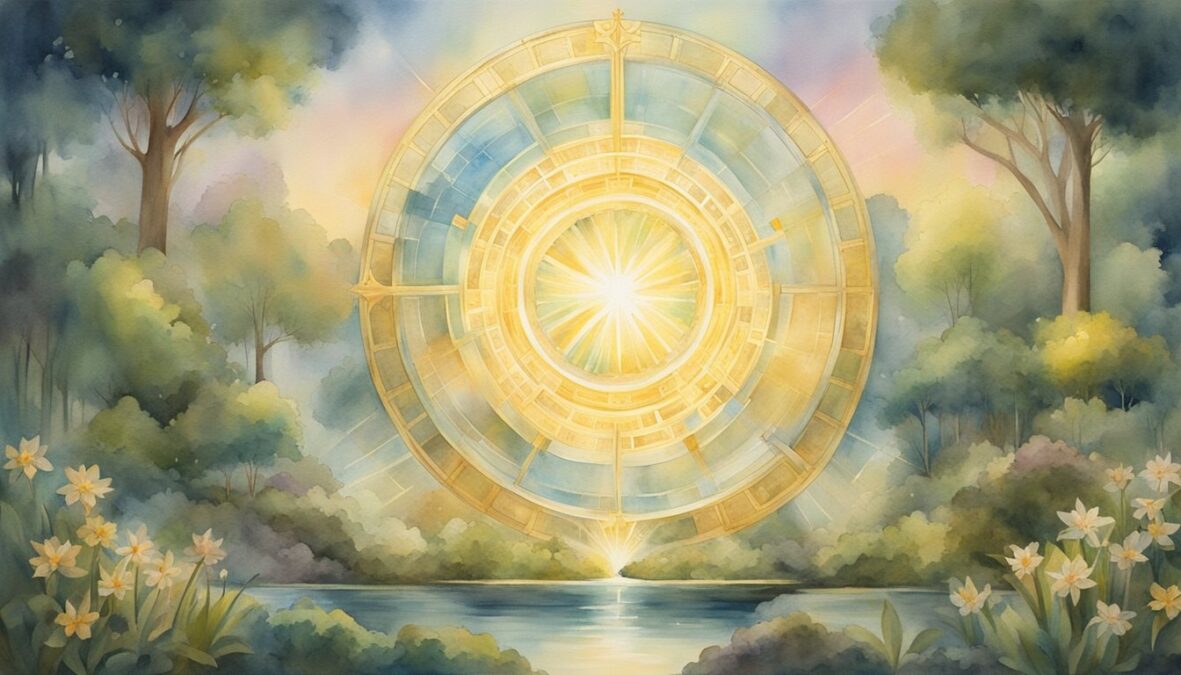 A glowing halo of light surrounds the number 840, radiating prosperity and abundance.</p></noscript><p>Surrounding symbols of wealth and growth add to the sense of opulence and success