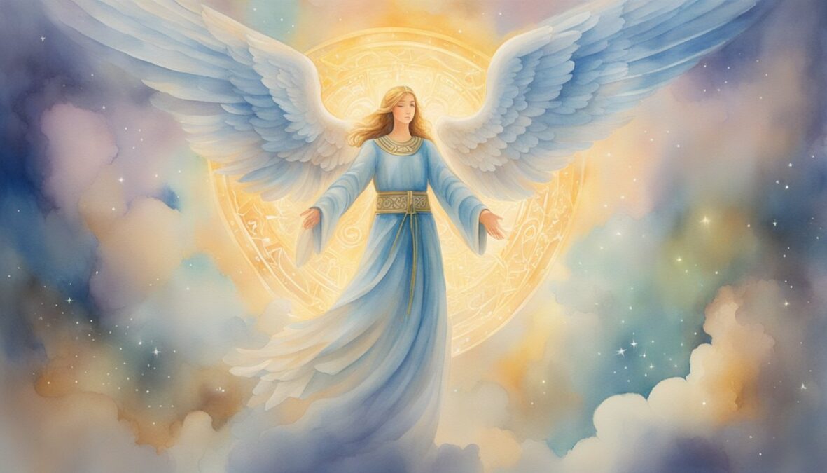 A glowing angelic figure hovers over a person, surrounded by symbols of guidance and protection.</p><p>The number 1135 shines brightly in the background