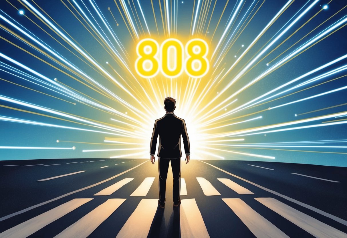 A figure stands at a crossroads, with 808 glowing above.</p><p>Rays of light radiate outward, connecting with others in a web of communication and understanding