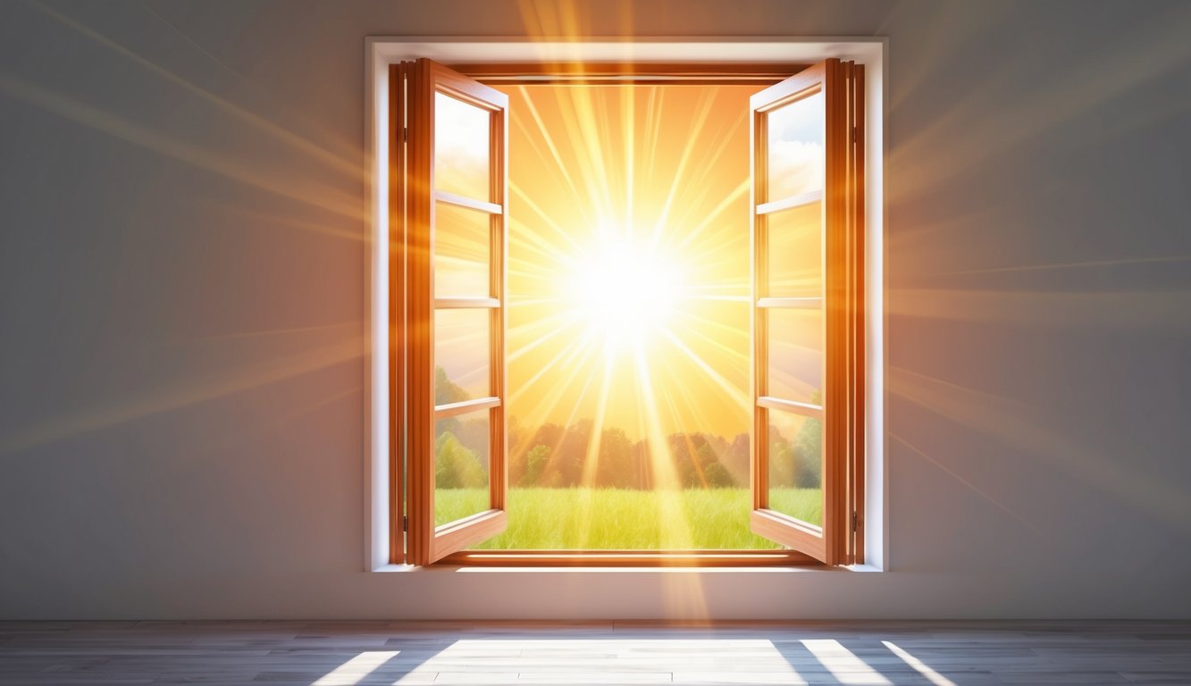 Sunlight streaming through an open window, symbolizing freedom and human spirit