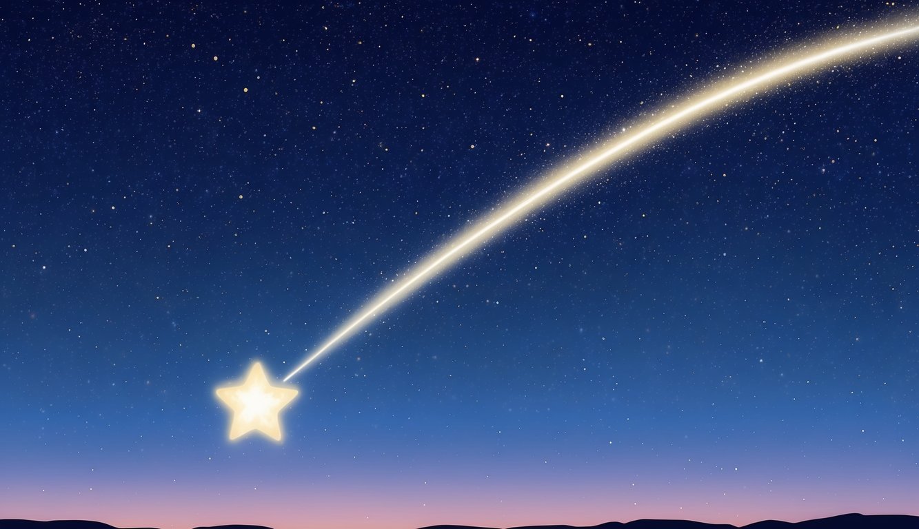 A shooting star streaks across a starry night sky, symbolizing the potential for dreams to come true