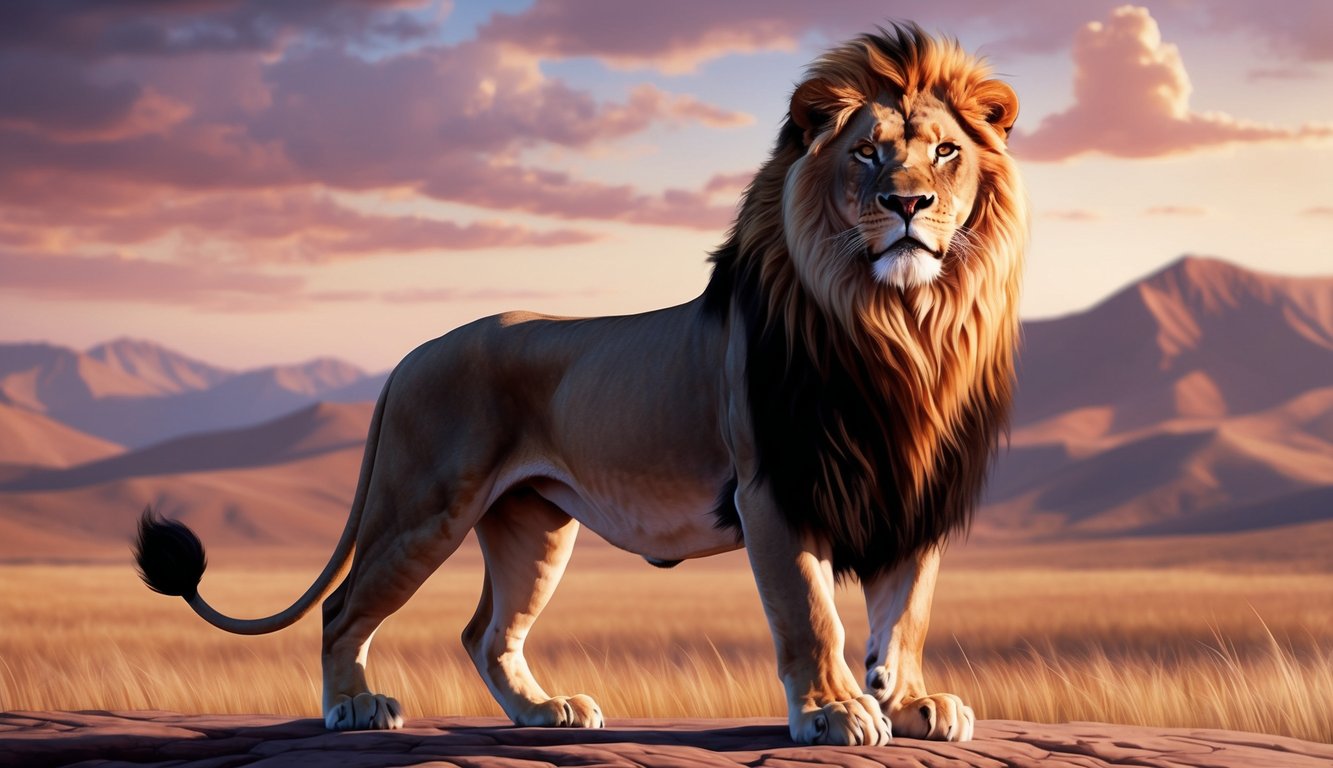 A majestic lion standing proudly, exuding courage and bravery