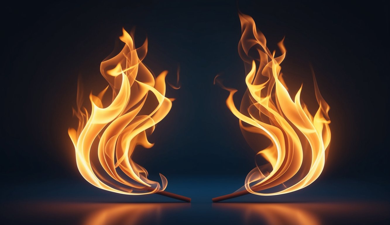 Two flames flicker side by side, casting a warm glow in the darkness.</p><p>Their dance is synchronized, their energy intertwined, creating a powerful and undeniable connection