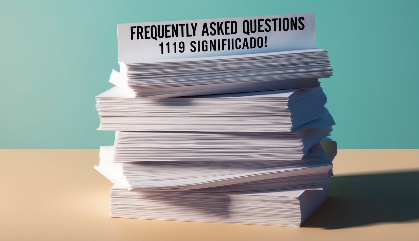 Una pila de papel con "Preguntas Frecuentes 1119 significado" impreso en la parte superior