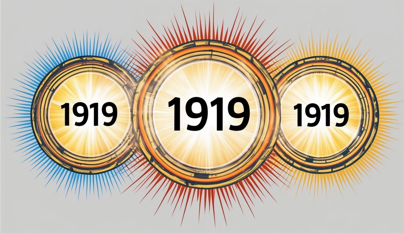 Un grupo de cuatro círculos interconectados, cada uno con el número 1919 dentro, irradiando hacia afuera con energía e impacto