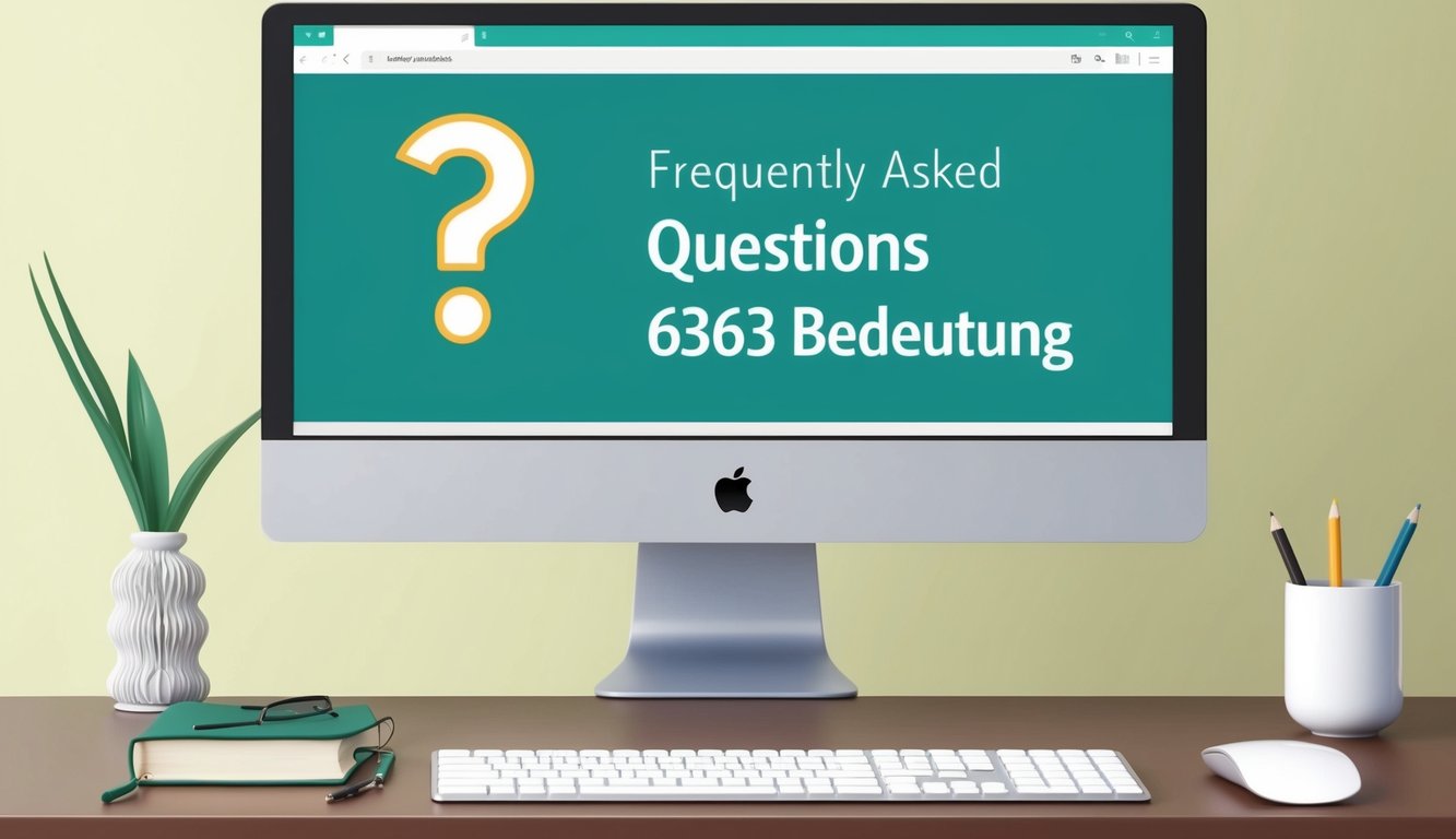 Ein Computerbildschirm, der "Häufig gestellte Fragen 6363 bedeutung" mit einem Fragezeichen-Icon anzeigt