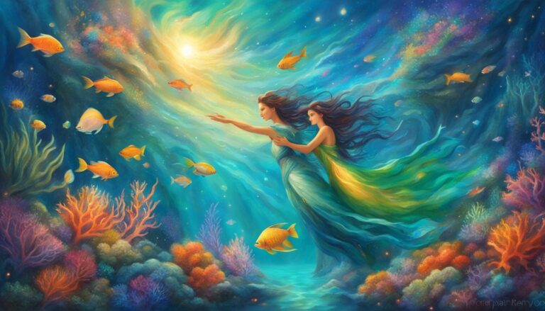 Two women swimming underwater with colorful fish and coral
