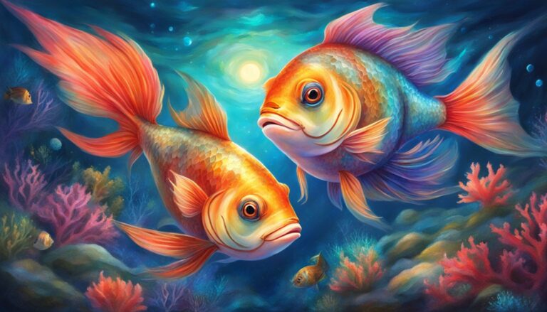 Two colorful fish swimming in an underwater scene with coral